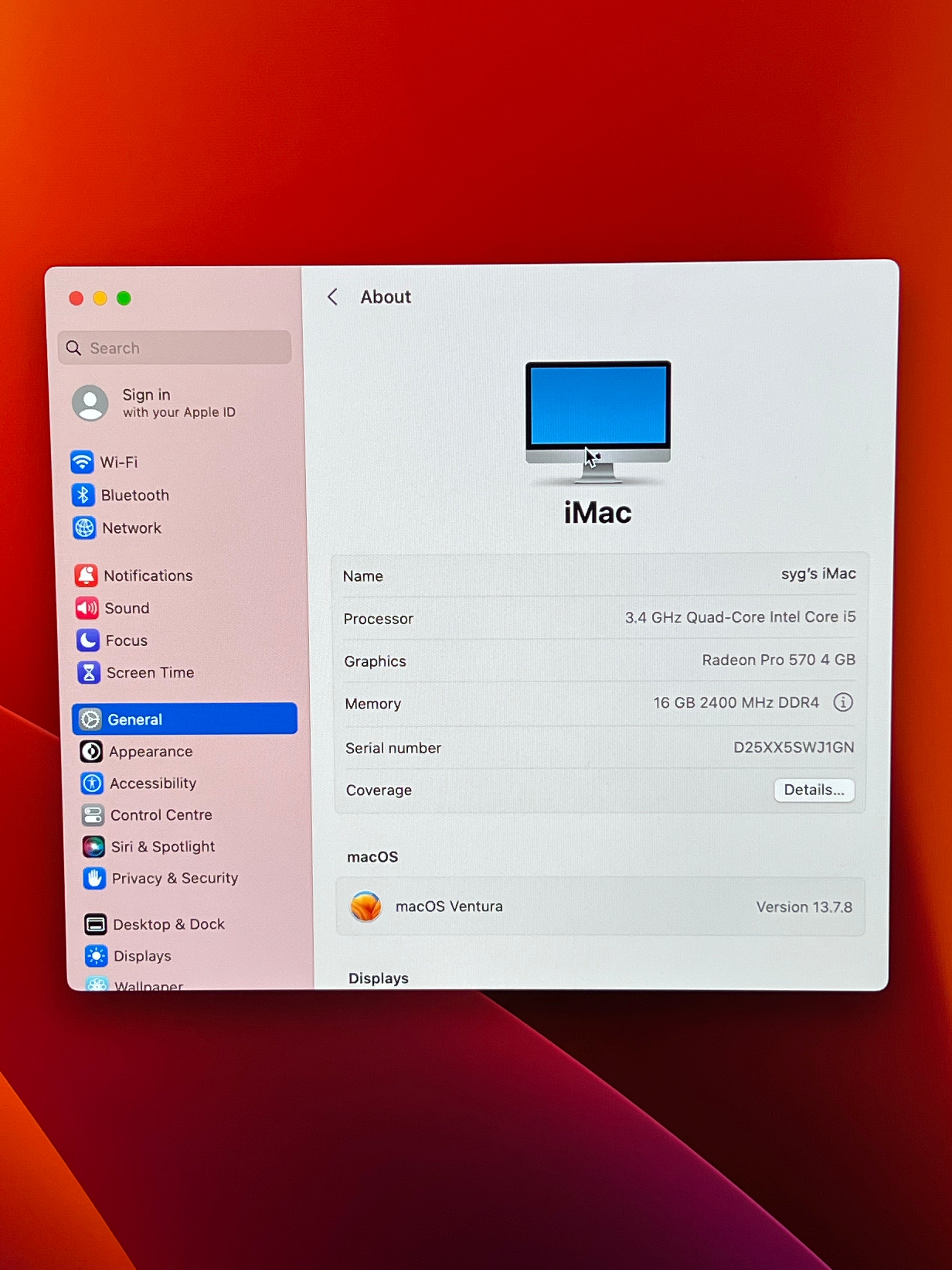 iMac 27" 2017 Intel i5-7500 3.40GHz 16GB RAM 512GB MacOS Ventura