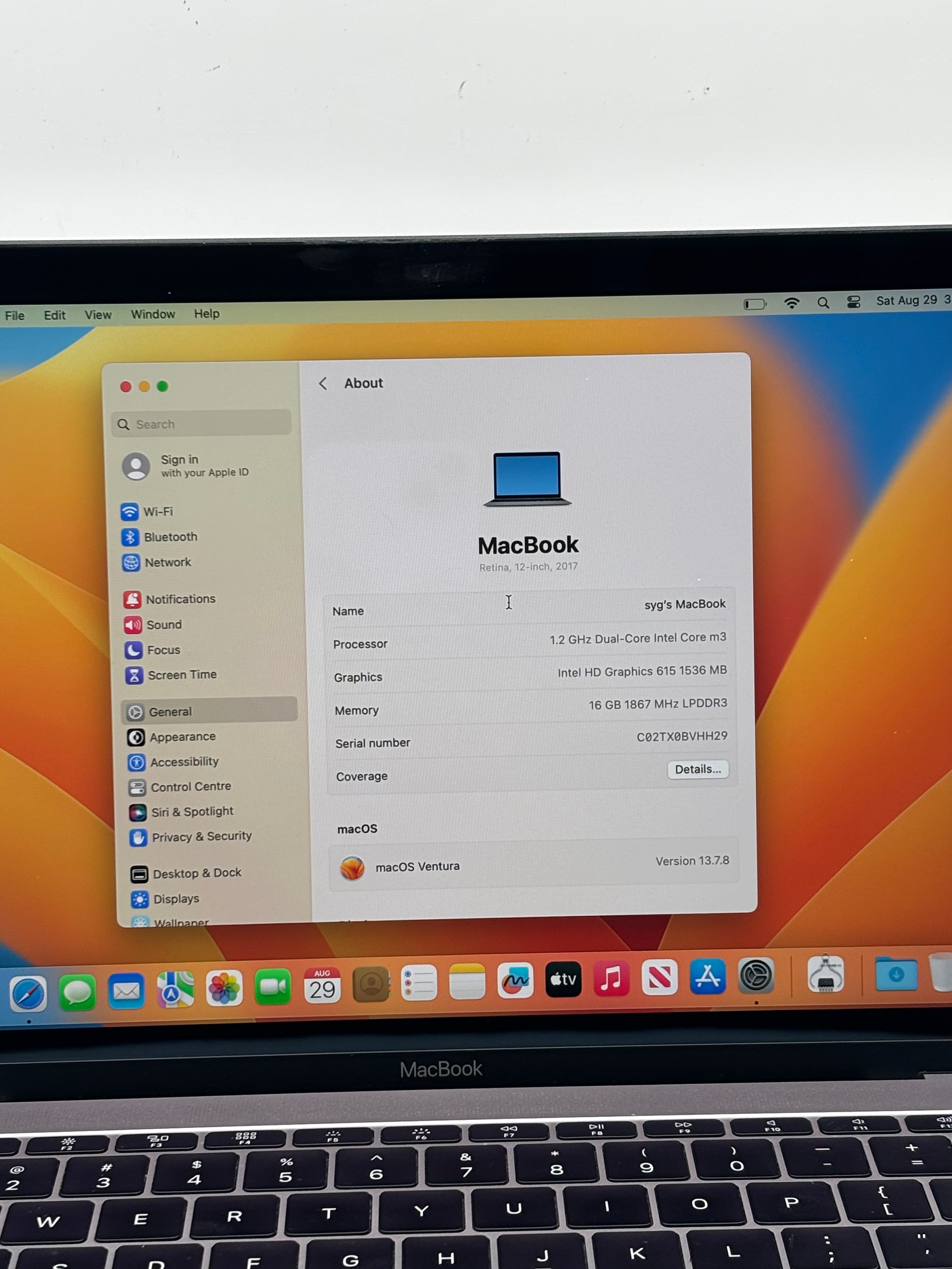 Apple MacBook A1534 12" Core M3 16GB RAM 256GB SSD Space Gray - Used
