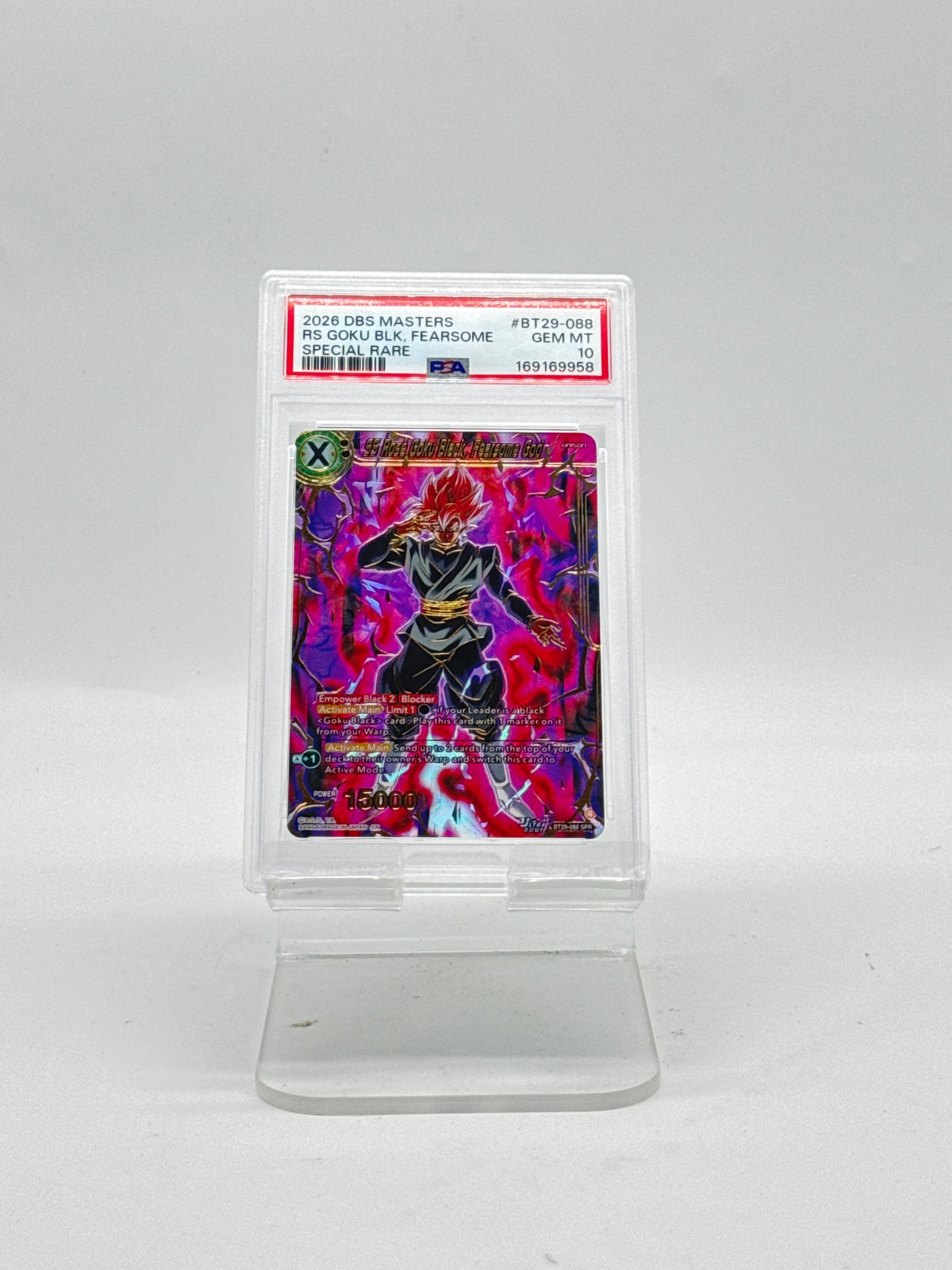 2026 Dragon Ball Super SS Rosé Goku Black Fearsome God BT29-088 PSA 10 - New