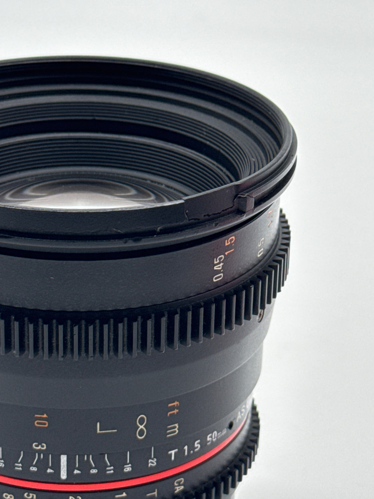 Rokinon 50mm T1.5 AS UMC Cine Lens with Fotodiox EOS M4 3 Adapter Black - Read