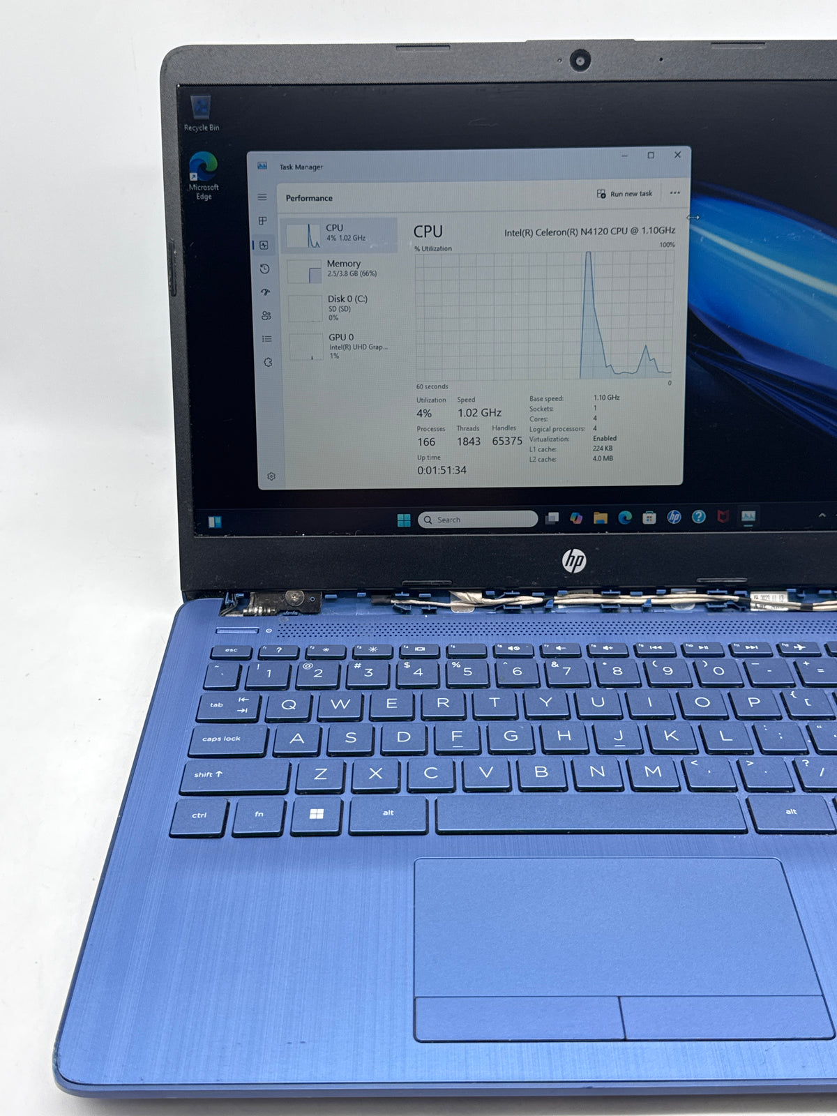 HP 14-cf2111wm 14in Celeron N4120 4GB RAM 64GB eMMC Blue Read