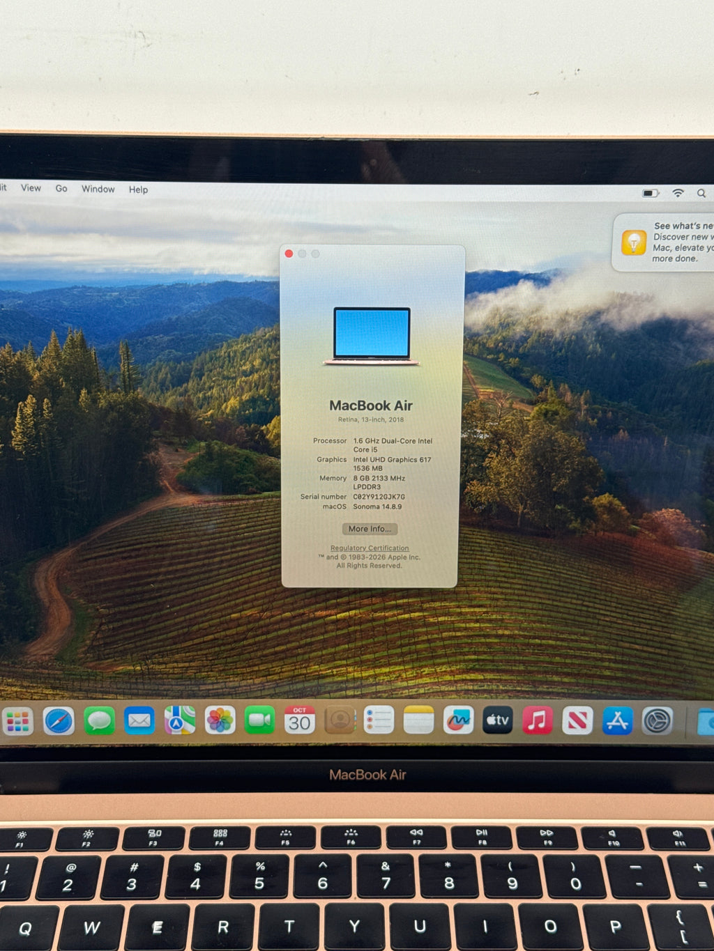 Apple MacBook Air 13 2018 A1932 Core i5 8GB RAM 256GB SSD Gold - Used