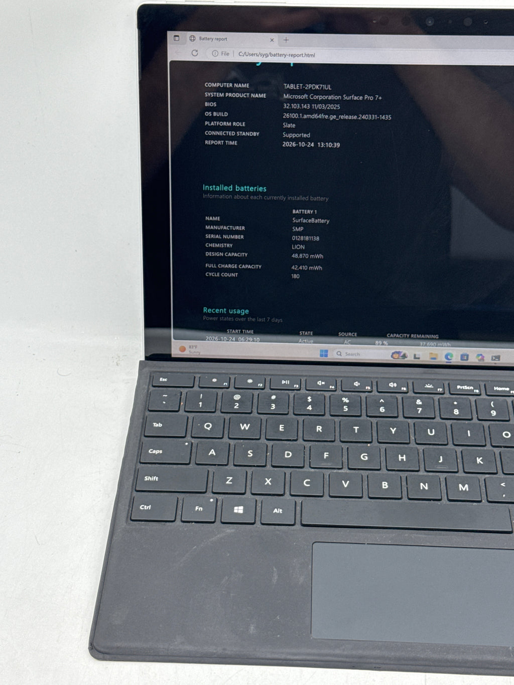 Microsoft Surface Pro 7 Plus i5-1135G7 16GB RAM 256GB SSD Silver - READ