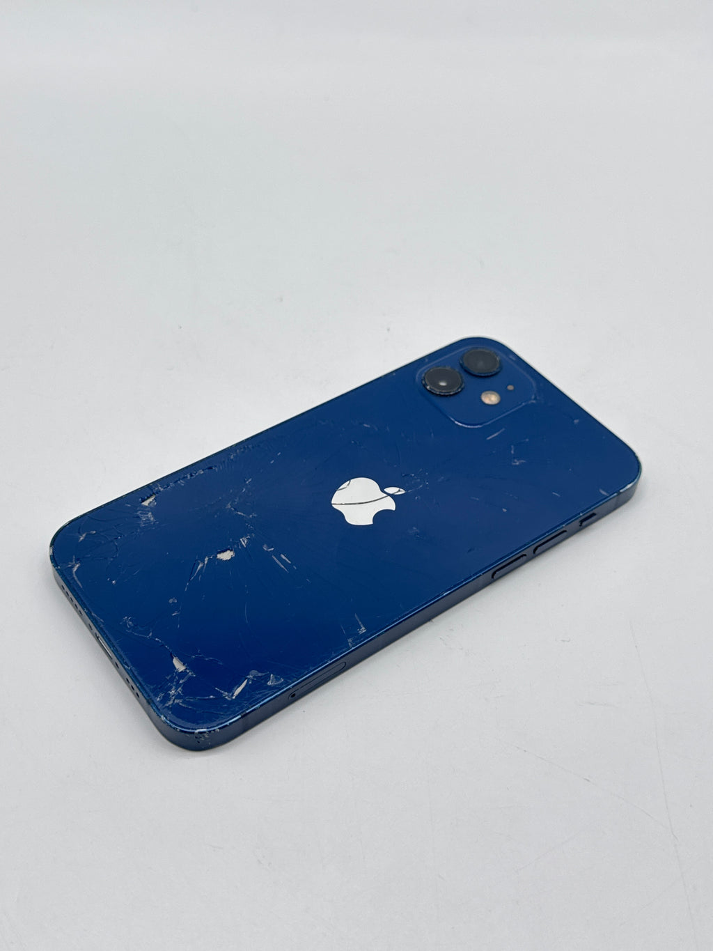 Apple iPhone 12 64GB Blue Cracked Back Glass Screen Crack Read