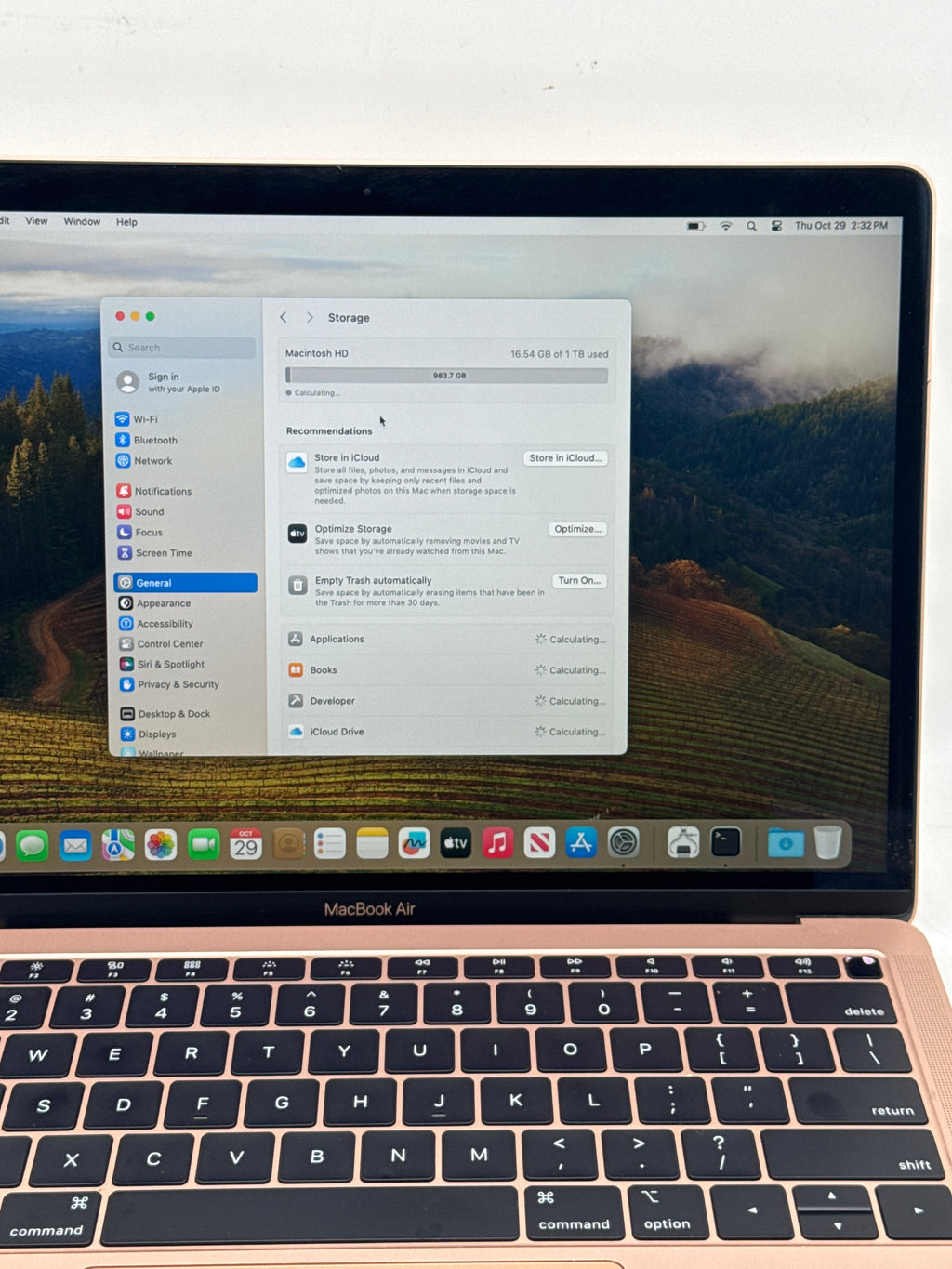 Apple MacBook Air Retina 13in 2019 A1932 i5 16GB RAM 1TB SSD Gold - Used