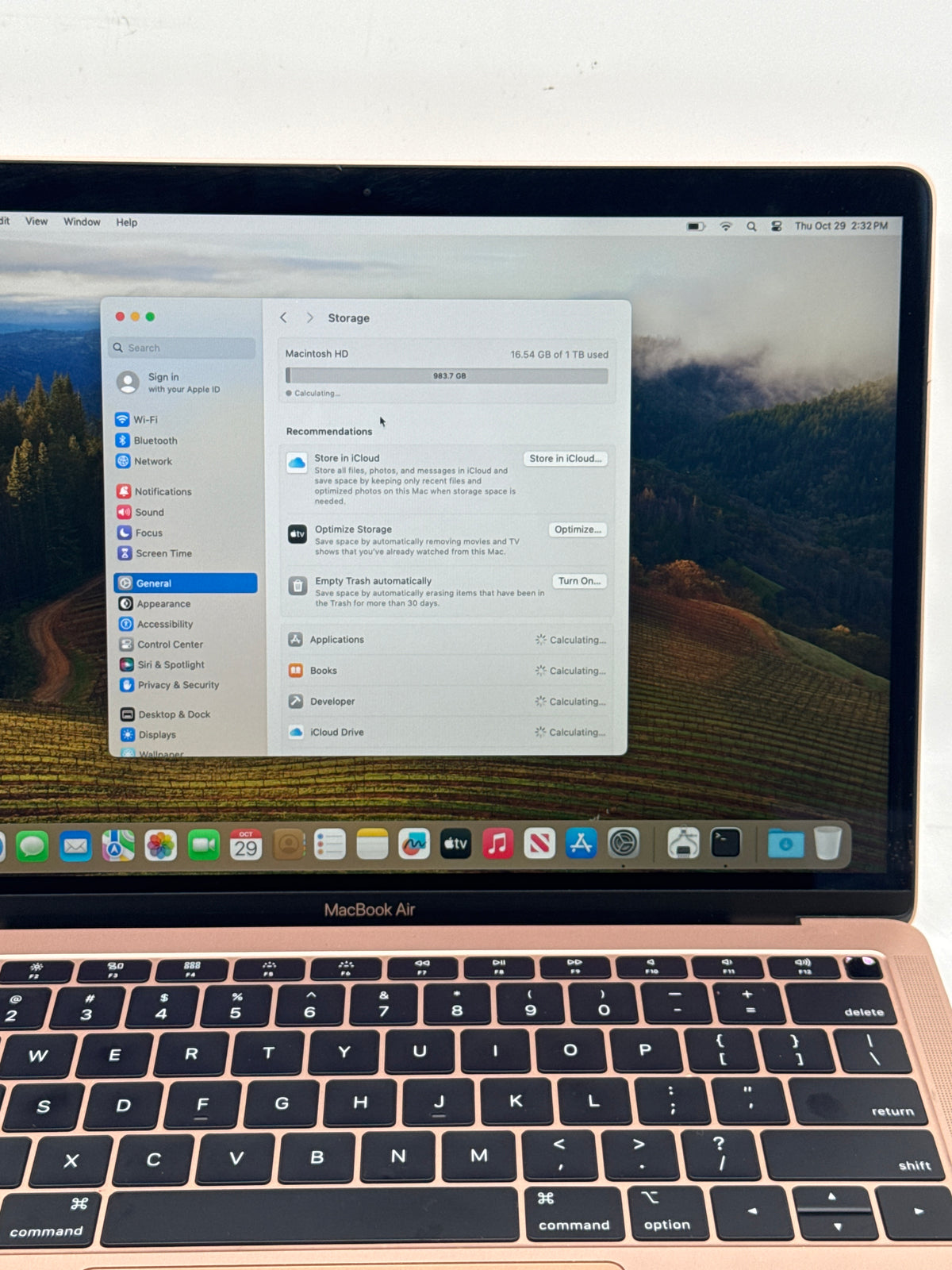 Apple MacBook Air Retina 13in 2019 A1932 i5 16GB RAM 1TB SSD Gold - Used