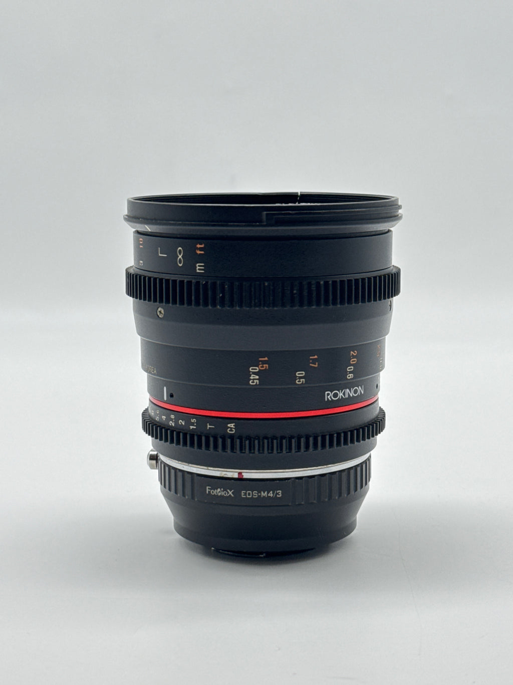 Rokinon 50mm T1.5 AS UMC Cine Lens with Fotodiox EOS M4 3 Adapter Black - Read