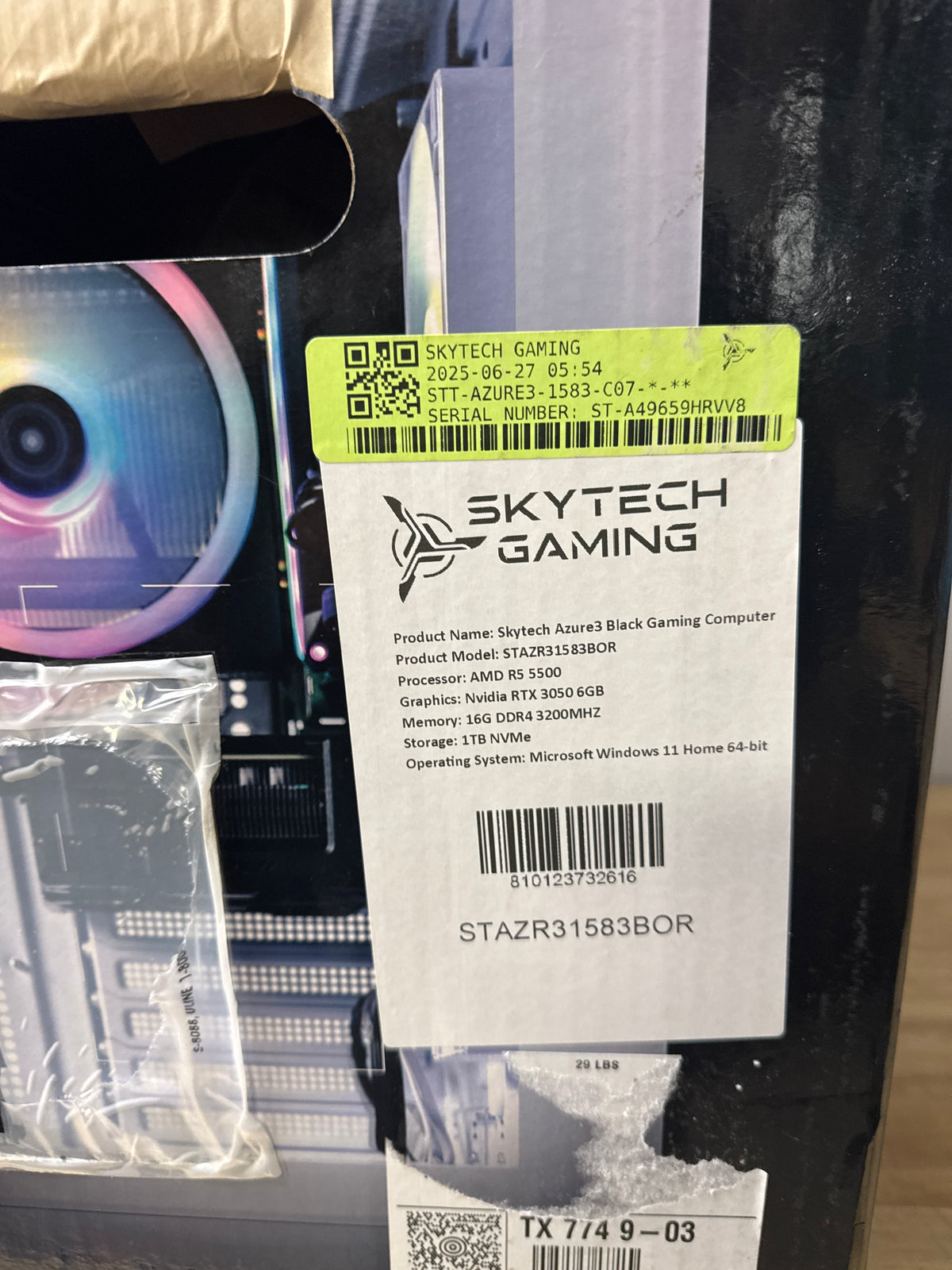 Skytech Azure 3 Gaming Desktop Ryzen 5 5500 16GB RAM 1TB SSD RTX 3050 - Used