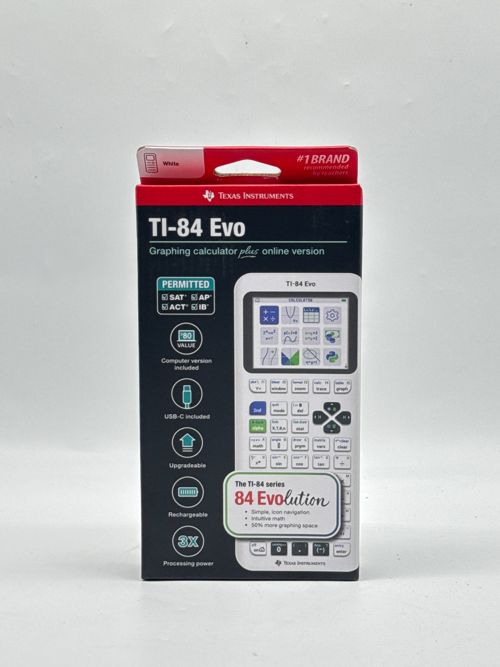 Texas Instruments TI-84 Evo Graphing Calculator 2.8in Color LCD White - New