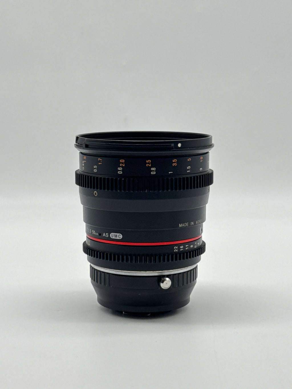 Rokinon 50mm T1.5 AS UMC Cine Lens with Fotodiox EOS M4 3 Adapter Black - Read