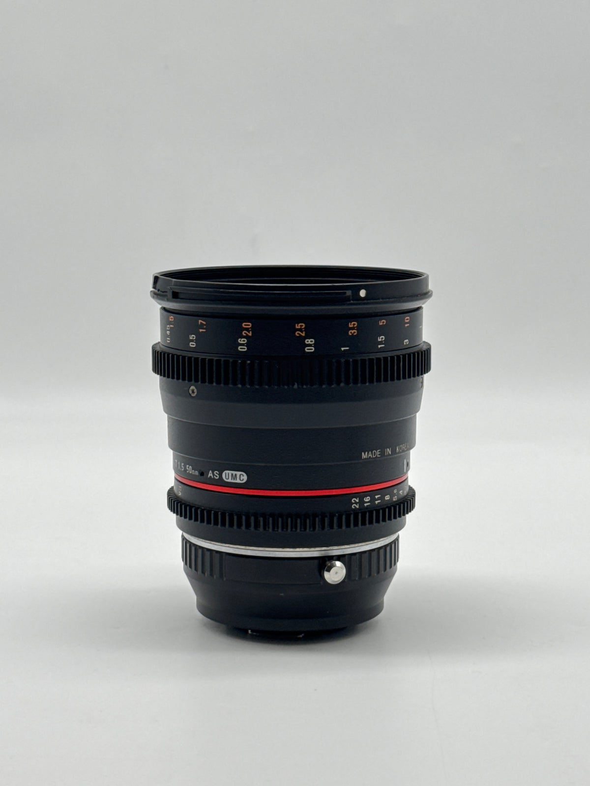 Rokinon 50mm T1.5 AS UMC Cine Lens with Fotodiox EOS M4 3 Adapter Black - Read