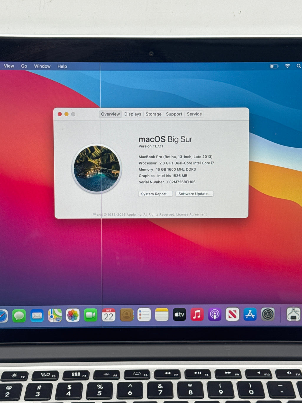 Apple MacBook Pro Retina 13in Late 2013 Core i7 16GB RAM 500GB Bad LCD Read