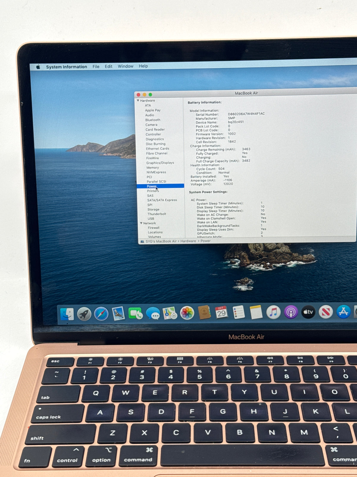 Apple MacBook Air Retina 13in 2020 A2179 i5 8GB RAM 500GB Flash Gold - Used