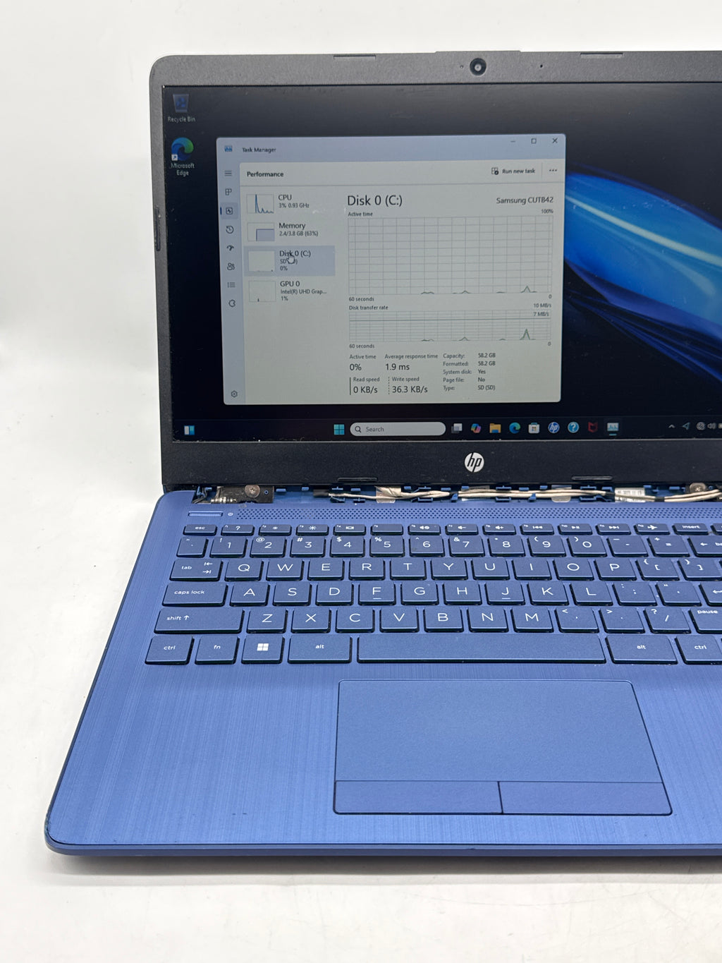 HP 14-cf2111wm 14in Celeron N4120 4GB RAM 64GB eMMC Blue Read