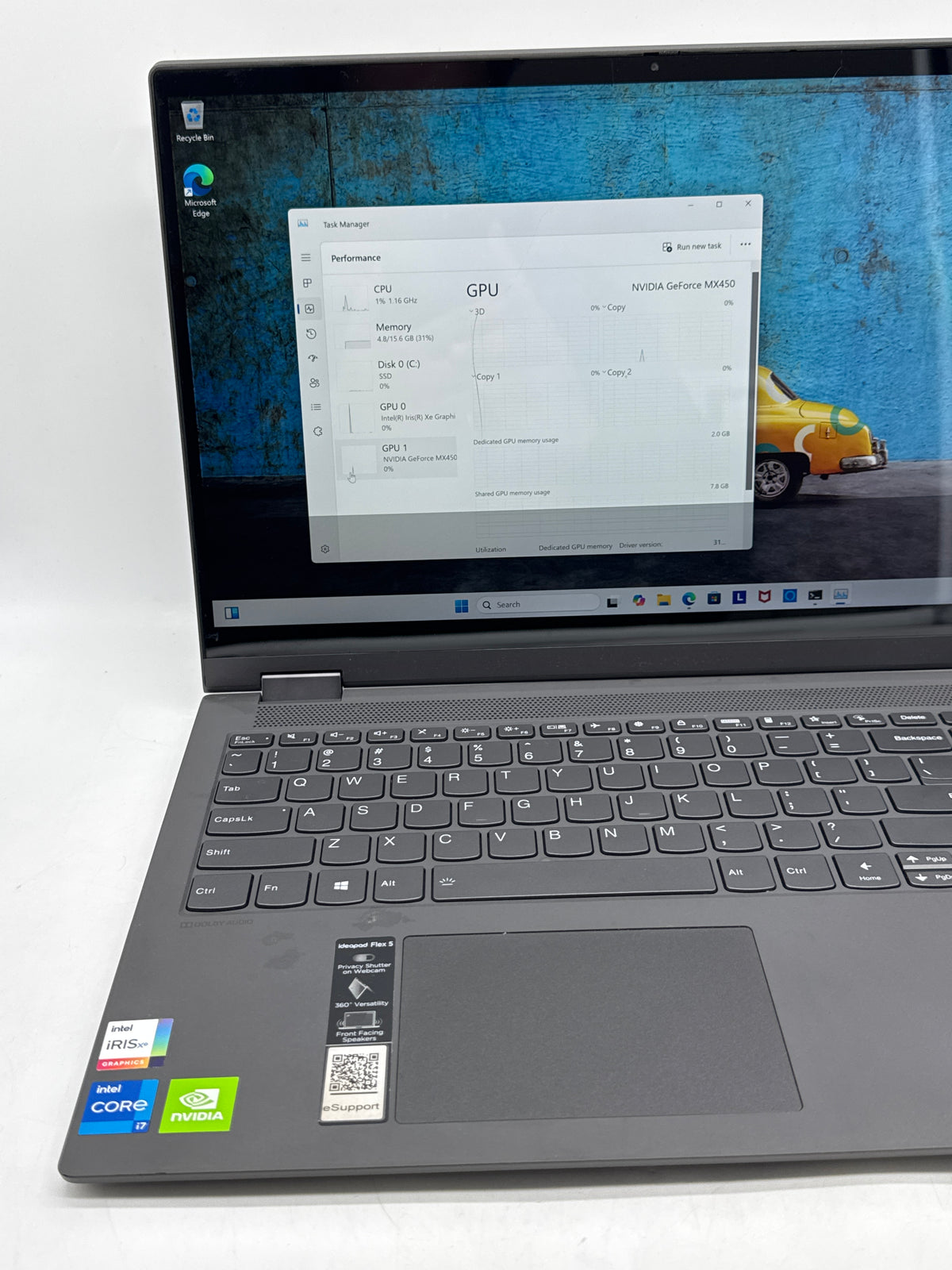 Lenovo IdeaPad Flex 5 15ITL05 Core i7 1165G7 16GB RAM 1TB SSD MX450 Read