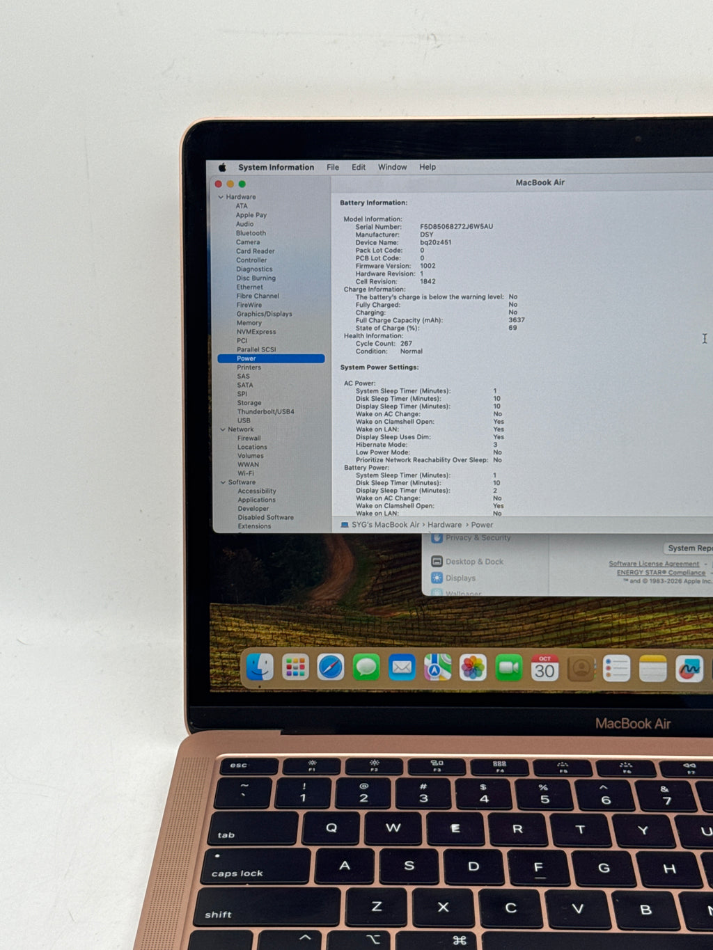Apple MacBook Air 13 2018 A1932 Core i5 8GB RAM 256GB SSD Gold - Used