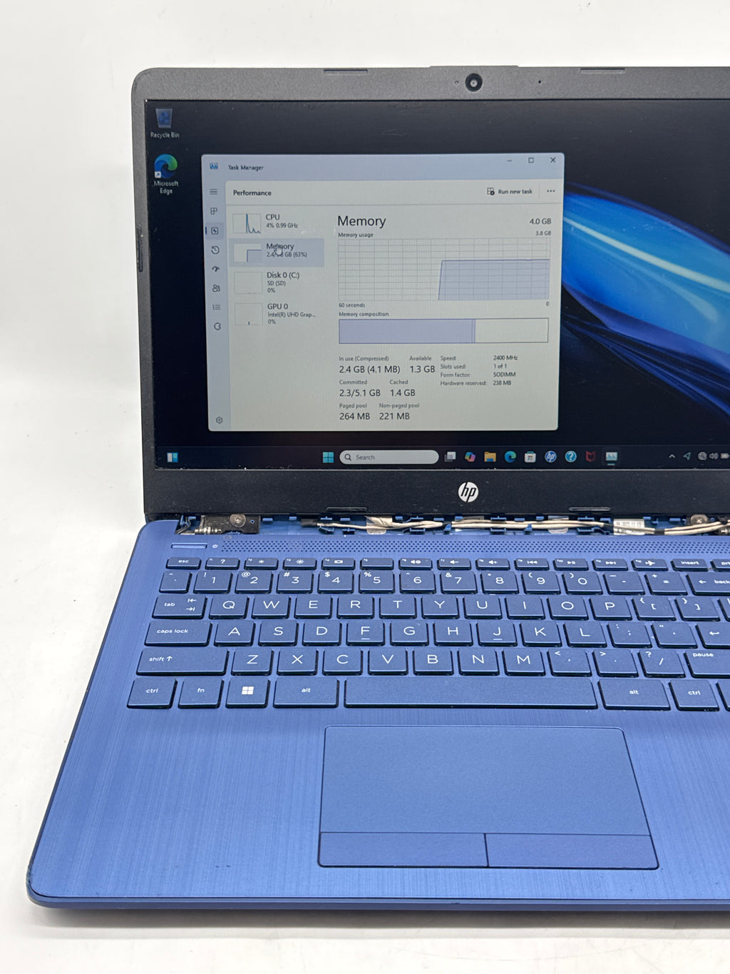 HP 14-cf2111wm 14in Celeron N4120 4GB RAM 64GB eMMC Blue Read