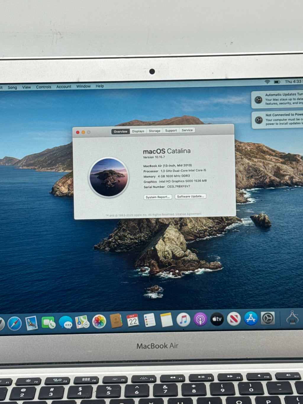 Apple MacBook Air 13in Mid 2013 A1466 Core i5 4GB RAM 128GB Flash - Used