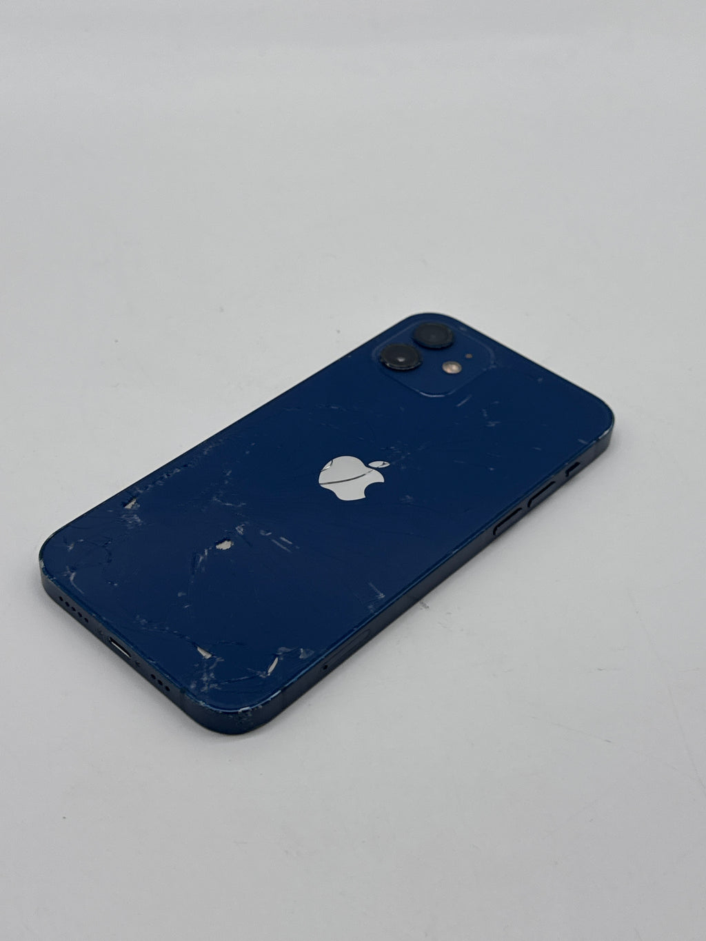 Apple iPhone 12 64GB Blue Cracked Back Glass Screen Crack Read